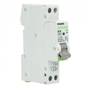 NOARK Electric aardlekautomaat 1-polig+nul 16A B-kar 30mA (Ex9NLE EL 1PN B16 30mA A)