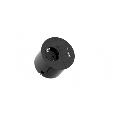 Bachmann loop in charge - 1x 230v + 1x USB A/C 22w charger - 2 meter snoer met randaarde - zwart (938.201)
