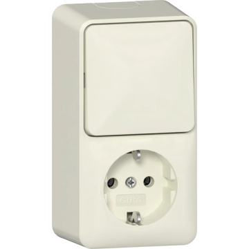 Gira combi uit-wis/WCD/RA verticaal opbouw - crème wit (417612)