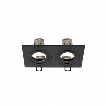 SLV inbouwspot GU10 2-voudig rechthoek kantelbaar zaagmaat 155x78mm zwart (1008007)