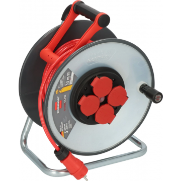 BRENNENSTUHL bouwkabelhaspel 4-voudig H07BQ-F 3x1.5mm staal IP44 33 meter - rood (9191330210)