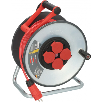 BRENNENSTUHL bouwkabelhaspel 4-voudig H07BQ-F 3x1.5mm staal IP44 50 meter - rood (9191500210)