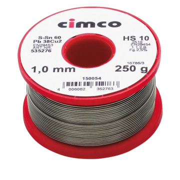 Cimco draadsoldeer met harskern tin/koper 60/38/2 diameter 1mm rol 250gr (150054)
