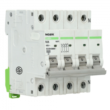 Noark installatieautomaat 3-polig+nul 25A B-Kar (Ex9BN 3PN B25)
