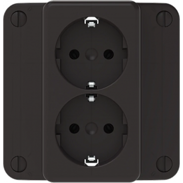 ABB Installatiedozen en -kasten deksel met 2-voudig stopcontact met randaarde voor kabeldoos 3640 IP3X zwart (3640W2 MB S)