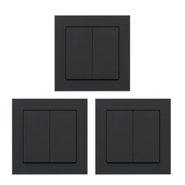 Gira Senic Friends of Hue schakelaar - Systeem 55 zwart mat - voordeelpack 3 stuks (100139)