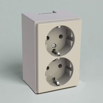 ATTEMA stopcontact 2-voudig opbouw met randaarde - Creme (5580)
