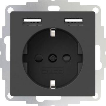 2USB universeel stopcontact met 2x USB 55x55 InCharge Pro 55 EU 12W 2,4A - antraciet (2U-449351)