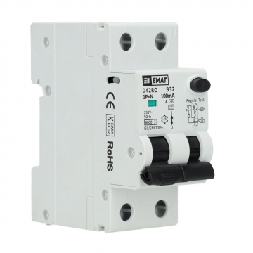 EMAT aardlekautomaat 1-polig+nul 32A B-kar 100mA 2 modules (85006420)