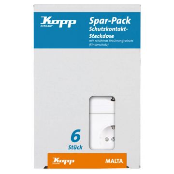 Kopp MALTA stopcontact 1-voudig randaarde en kinderbeveiliging - per 6 stuks arctic wit (923413051)