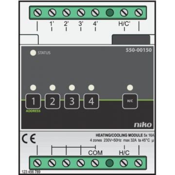 Niko verwarmingsmodule 4-voudig opbouw - Home Control (550-00150)