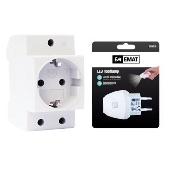 EMAT wandcontactdoos set met LED noodlamp met randaarde din-rail (E10124N)