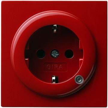 Gira S-color wandcontactdoos met randaarde en verlichting rood