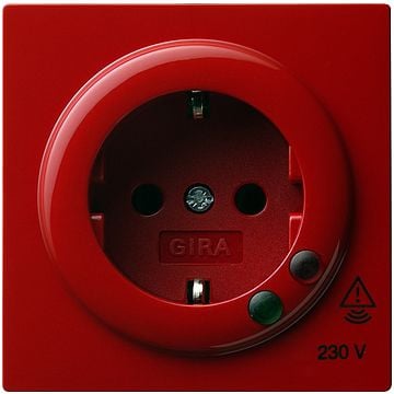 Gira S-color wandcontactdoos met randaarde en overspanningsbeveiliging rood