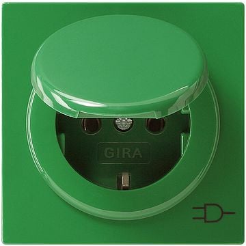 Gira S-color wandcontactdoos met randaarde en klapdeksel groen