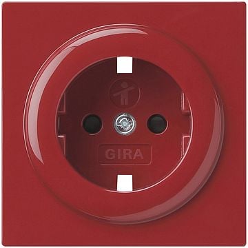 Gira S-color afdekking voor wandcontactdoos met randaarde en shutter rood