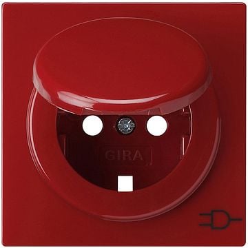 Gira S-color afdekking voor wandcontactdoos met randaarde en klapdeksel rood