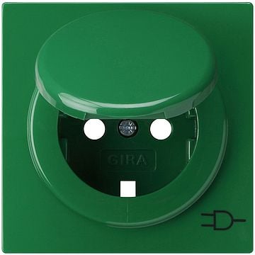 Gira S-color afdekking voor wandcontactdoos met randaarde en klapdeksel groen