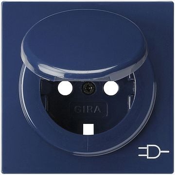 Gira S-color afdekking voor wandcontactdoos met randaarde en klapdeksel blauw