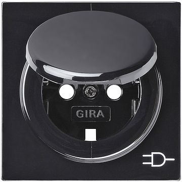 Gira S-color afdekking voor wandcontactdoos met randaarde en klapdeksel zwart