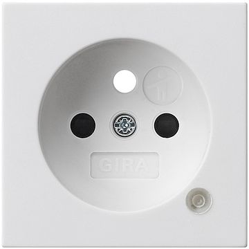 Gira centraalplaat stopcontact met aardpen, controle lamp en shutter 1-voudig - systeem 55 zuiver wit mat (094927)