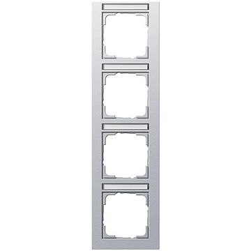 Gira E2 afdekraam 4-voudig verticaal met tekstkader aluminium