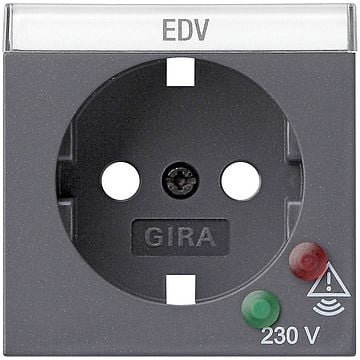 Gira afdekking stopcontact met randaarde en overspanningsbeveiliging - systeem 55 antraciet (144128)