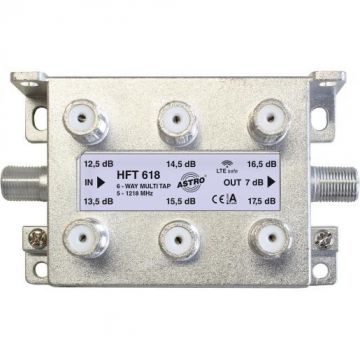 Astro Strobel multi-tap 6-voudig 13-18db aftakdemping, retourgeschikt, aansluiting f-connector (hft618)