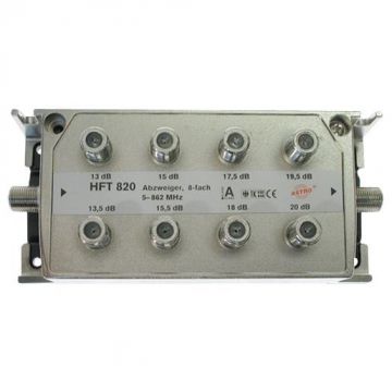 Astro multi-tap 8-voudig, 13-16dB aftakdemping, retourgeschikt, met F-aansluiting (HFT820)