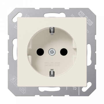 JUNG A(S)range wandcontactdoos RA met kinderbeveiliging - Crèmewit RAL1013 (A1520NKI)