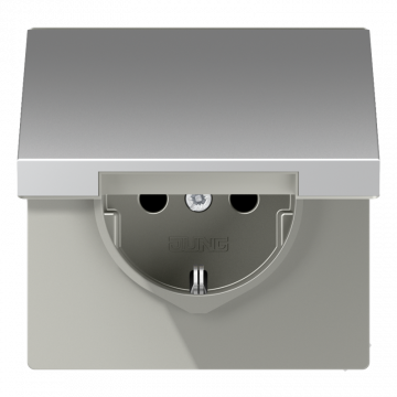 JUNG stopcontact met randaarde en klapdeksel aluminium