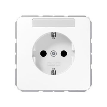 JUNG CD500 wandcontactdoos met beschermingcontact en tekstkader alpin wit
