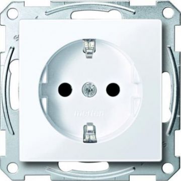 Schneider Electric Systeem M wandcontactdoos met randaarde en kinderbeveiliging 1-voudig - actief wit mat RAL 9016 (MTN2300-0325)