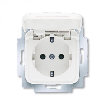 ABB Busch-Jaeger stopcontact inbouw met randaarde, kindbeveiliging en klapdeksel alpinwit (20 EUKB-214)