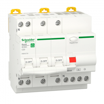 Schneider Electric aardlekautomaat 3-polig+nul 20A C-kar 30mA (R9D55720)