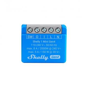Shelly 1 slimme schakelaar mini Gen4 met WiFI en Bluetooth (S4SW-001X8EU)