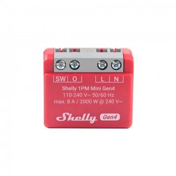 Shelly 1PM slimme schakelaar mini Gen4 met WiFi en Bluetooth (S4SW-001P8EU)
