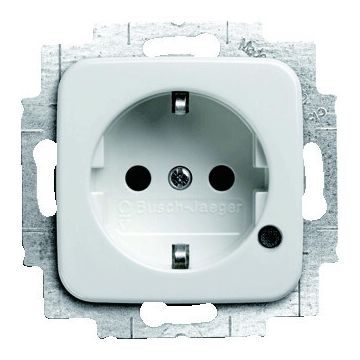 ABB Busch-Jaeger Reflex-SI stopcontact randaarde, kinderbeveiliging en groene bedrijs-LED alpinwit (20 EUCBL-214)