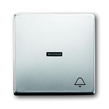 ABB Busch-Jaeger enkele drukker met lens en bel opdruk - Pure stainless steel (1789 KI-866)