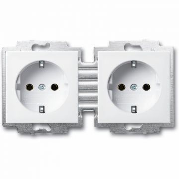 ABB Busch-Jaeger stopcontact 2-voudig met randaarde zonder afdekraam - Busch-balance SI zuiver wit (20-2 EUC-914-503)