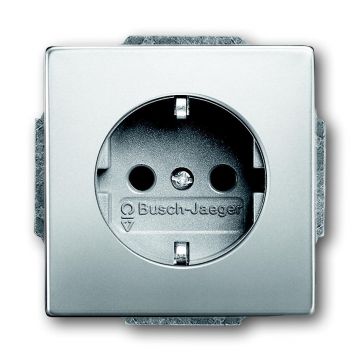 ABB Busch-Jaeger inbouw stopcontact met randaarde - Pure stainless steel (20 EUC-866 BJ)