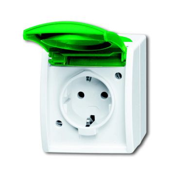 ABB Busch-Jaeger opbouw wandcontactdoos met klapdeksel IP44 ocean-alpinwit (20 EWN-13-54)