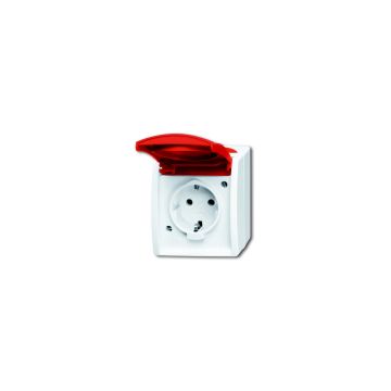 ABB Busch-Jaeger opbouw wandcontactdoos met klapdeksel IP44 - ocean-alpinwit (20 EW/DVN-54)