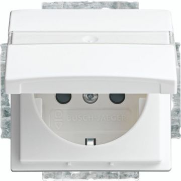 ABB Busch-Jaeger wandcontactdoos met randaarde en klapdeksel - Busch-balance SI zuiver wit (20 EUKB-914)