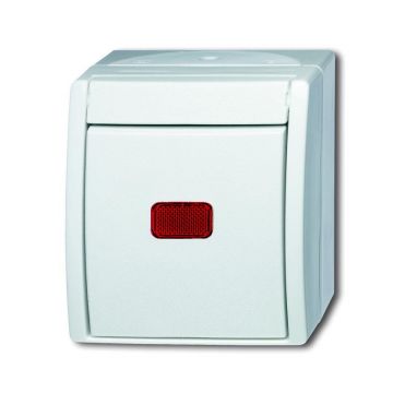 ABB Busch-Jaeger Ocean IP44 opbouw wisselschakelaar met controlelamp 10A 250V - alpin wit (2601/6 SKW-54)