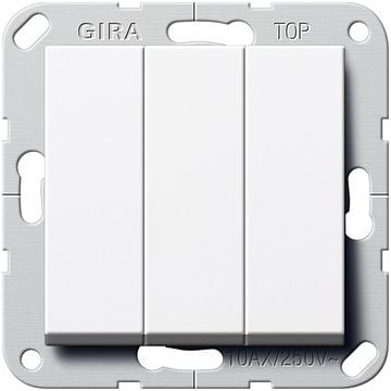 Gira wipdrukcontact 3-voudig - systeem 55 zuiver wit glanzend (284403)