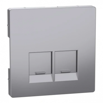 Merten by Schneider Electric centraalplaat data (RJ45) draagframe 2-voudig met stofschuif - ACTASSI - Systeem-D RVS look (MEG4572-6036)