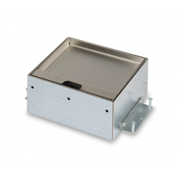 O.C.S. Servicebox® servicebox vloerdoos 2x stopcontact met randaarde - RVS deksel met 15mm inlegdiepte zonder oplegrand (33.72.166)