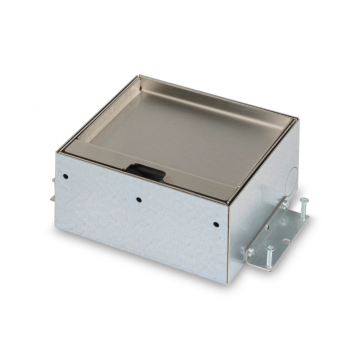 O.C.S. Office Cabling Systems servicebox vloerdoos 2x stopcontact met randaarde - RVS deksel met 15mm inlegdiepte zonder oplegrand (33.72.166)