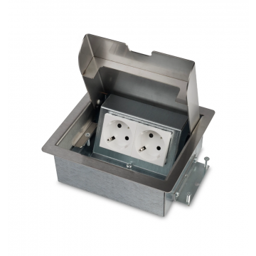 O.C.S. Servicebox® servicebox vloerdoos 2x stopcontact met randaarde - RVS deksel (33.72.152)